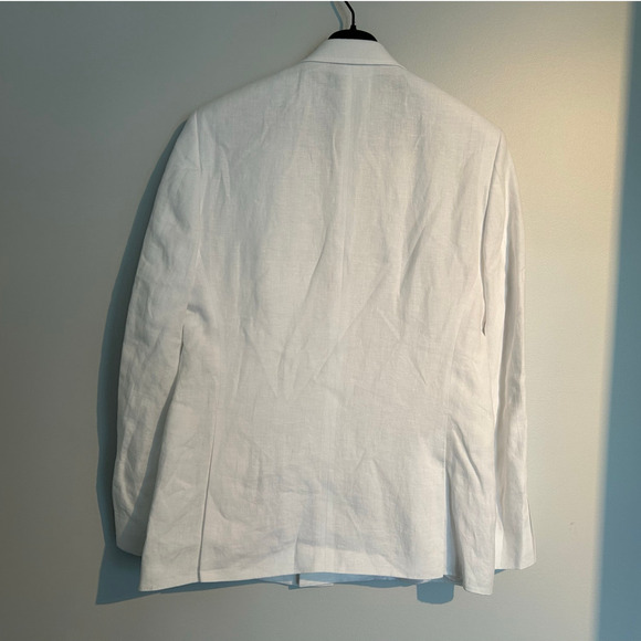 Bar III Men’s Slim Fit Double-Breasted Sport Coat Blazer, White, 100% Linen, 40S - Picture 6 of 7